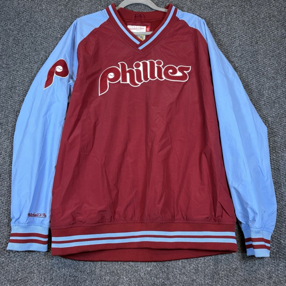 Mitchell & Ness Phillies Maroon and Light Blue Windbreaker